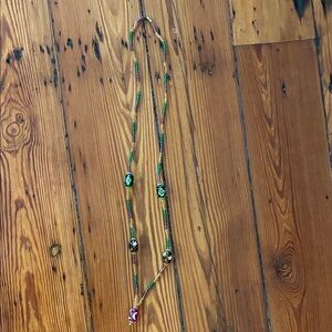 Vintage Glass Mardi Gras beads with metal clasp 💜💚💛